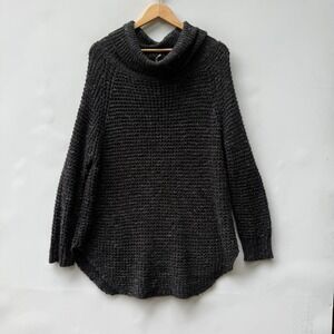 Free People Womens Small Gray Cowl Neck Long Sleeve Chunky Knit Pullover Sweater